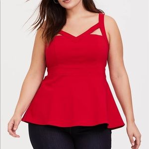 Torrid Red Strappy Peplum Tank Top